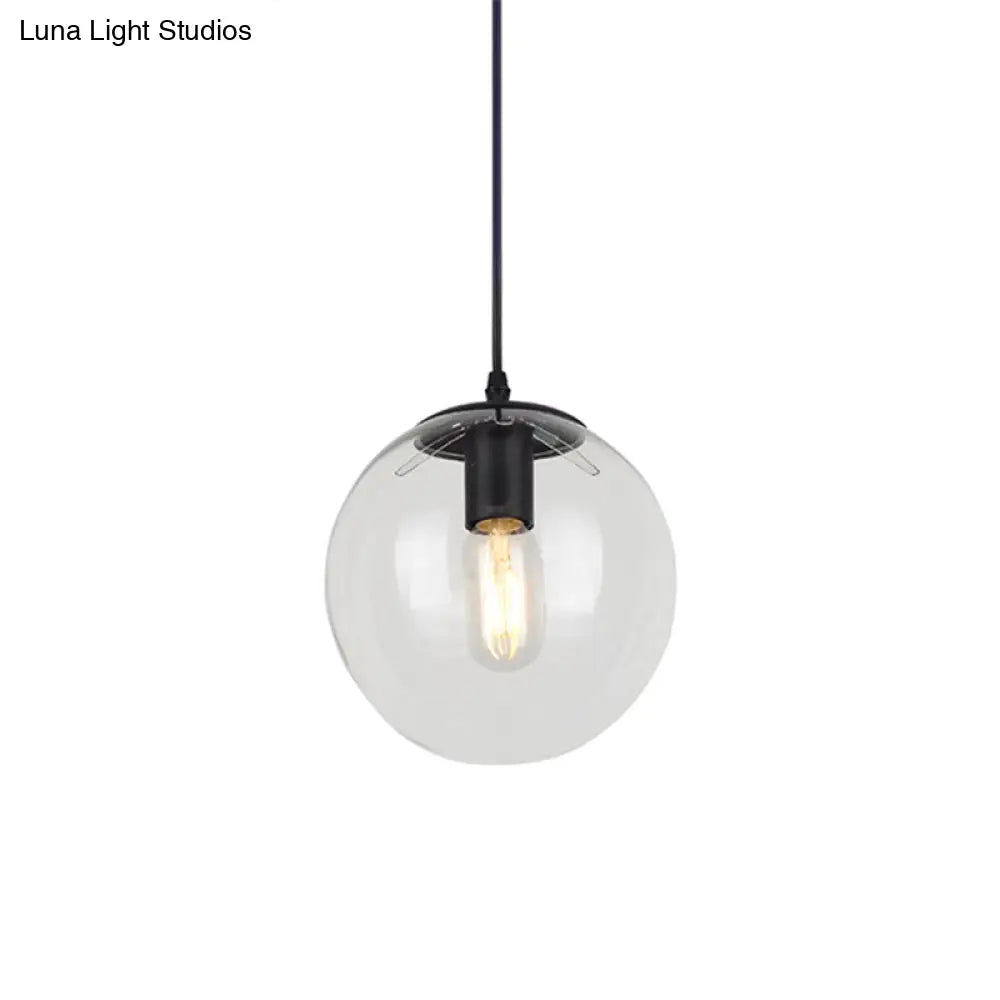 Nordic Industrial Glass Pendant Light - 1-Light Globe Style For Restaurants