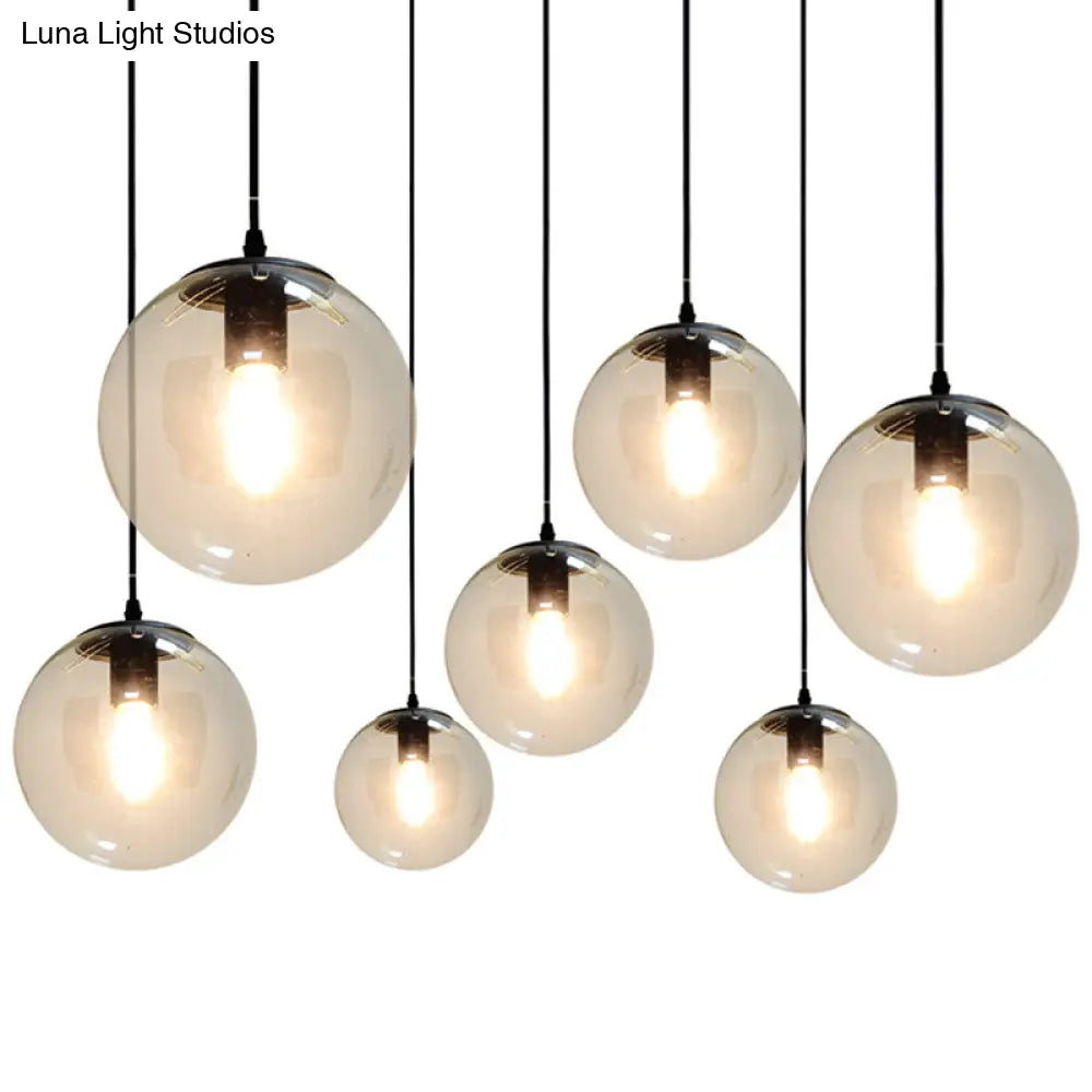 Nordic Industrial Glass Pendant Light - 1-Light Globe Style For Restaurants