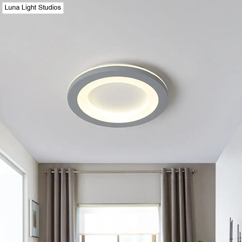 Nordic Integrated Led Ceiling Light In Grey Flower/Square/Pentagon Design With Acrylic Shade -