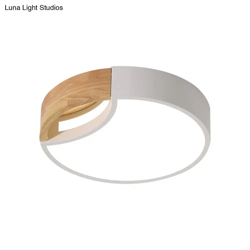 Nordic Iron Grey/White/Green Led Ceiling Light With Wood Grip - 12’/16’/19.5’ Wide