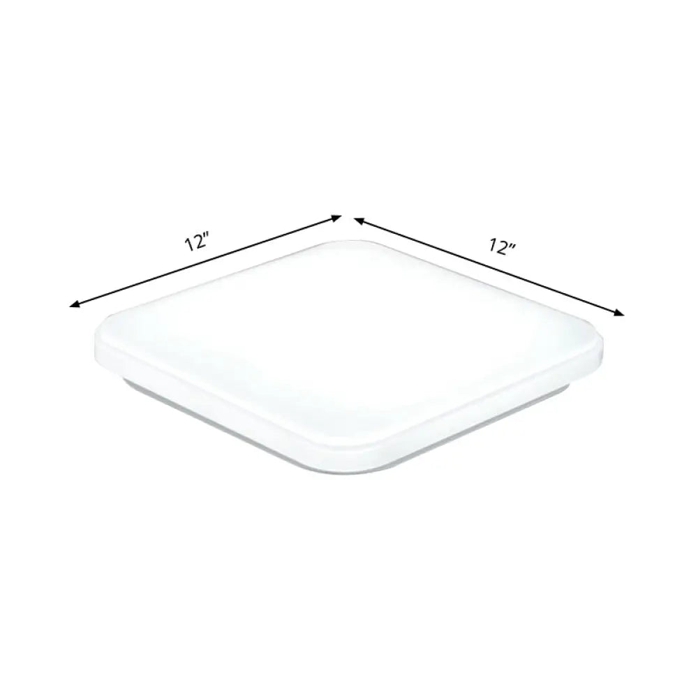 Nordic Led Ceiling Flush Mount Light - White Square Lamp With Acrylic Shade (12/15/18) For Bedroom