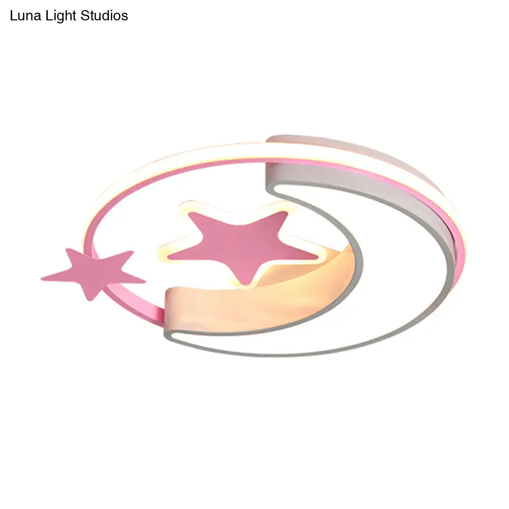 Nordic Led Ceiling Lamp For Children’s Bedroom With Star And Moon Design In Gold Pink Or Blue