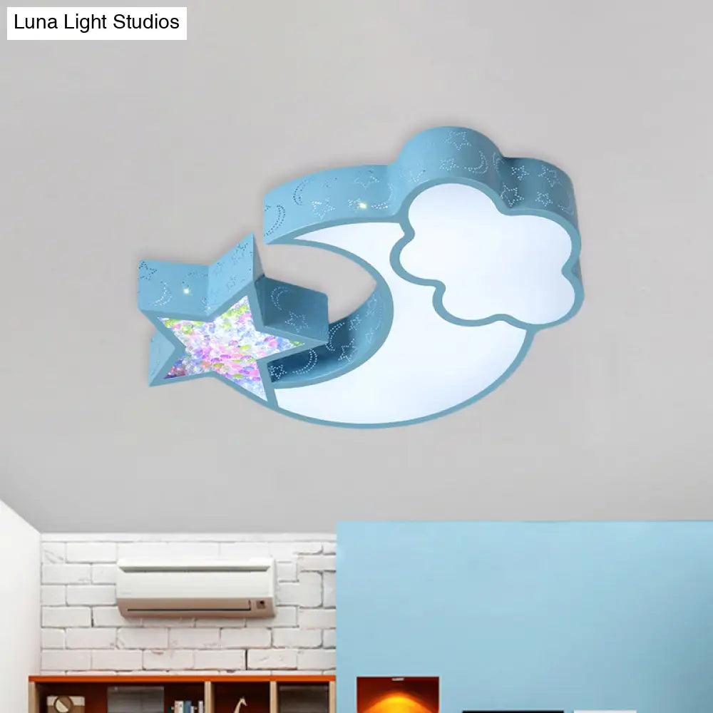 Nordic Led Flush Ceiling Light With Acrylic Starry Sky Design - Ideal For Child’s Bedroom