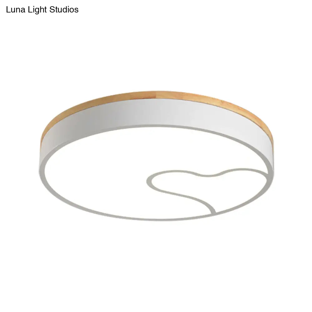 Nordic Led Flush Light With Metal Round Shade - Green/Grey/White Ceiling Lamp In Warm/White