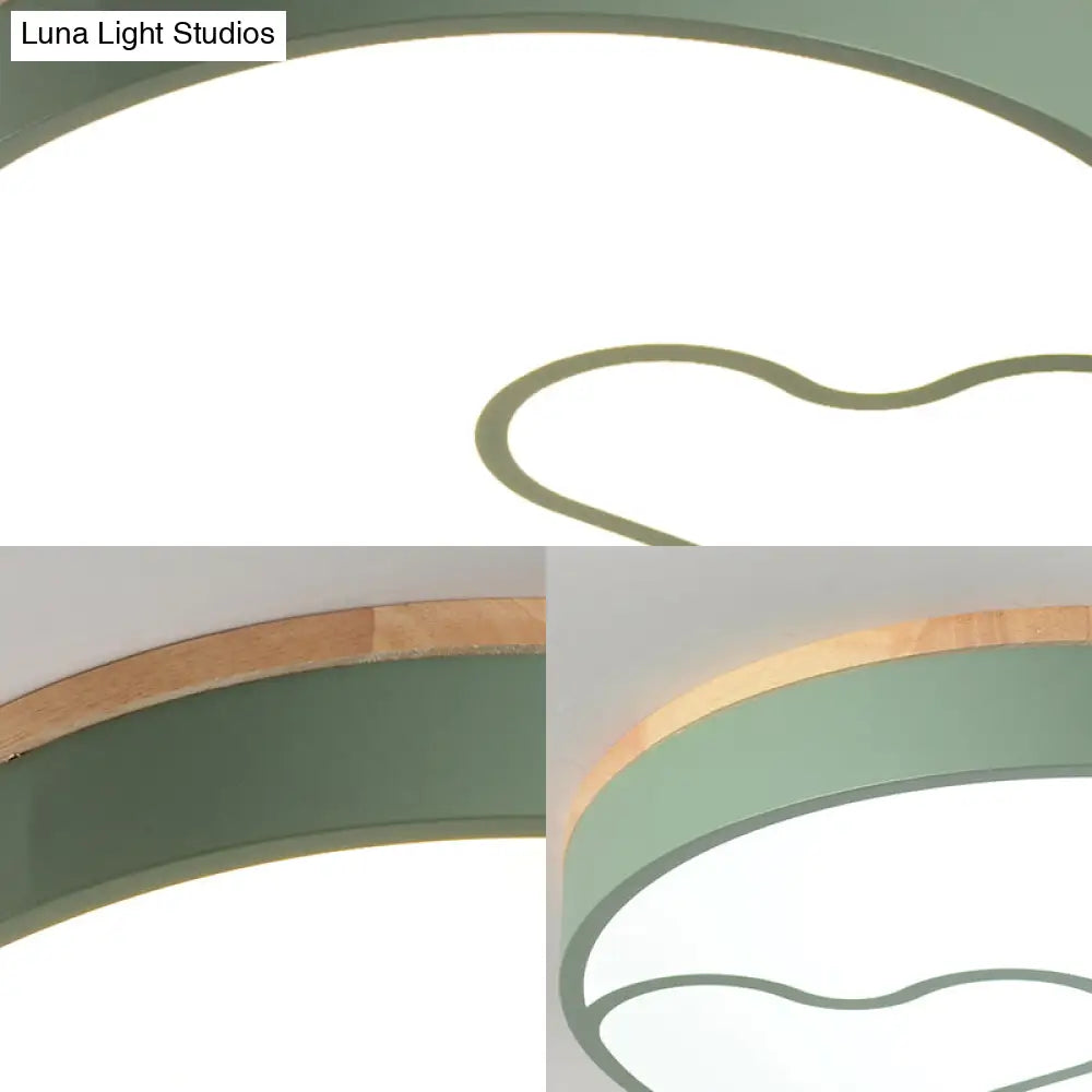 Nordic Led Flush Light With Metal Round Shade - Green/Grey/White Ceiling Lamp In Warm/White