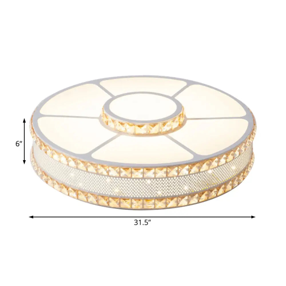 Nordic Led Metal Drum Flush Mount Ceiling Lamp With Acrylic Diffuser - Multiple Sizes Available