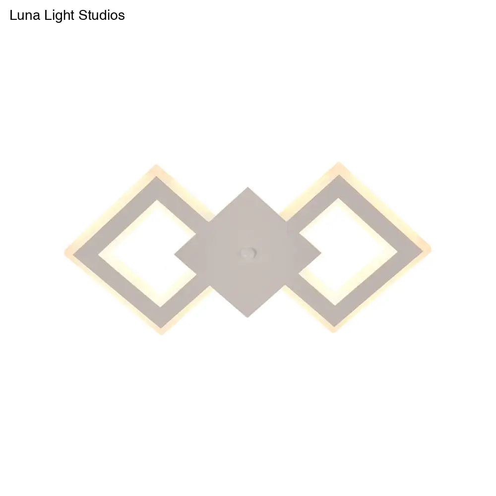Nordic Led Metal Wall Sconce Light - Black/White Rhombus Design For Bedroom White/Warm