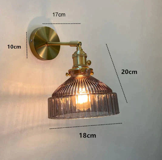 Nordic Literature And Art Fresh Bedroom Glass Brass Copper Wall Lamp Copper Wall Lamps