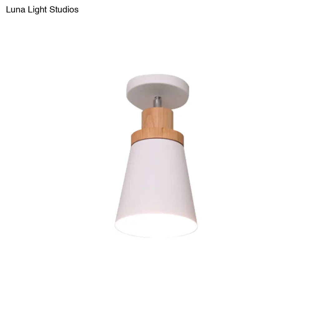 Nordic Metal 1 - Light Flush Mount Ceiling Lamp With Pivot Joint - Wood Finish And Color Options