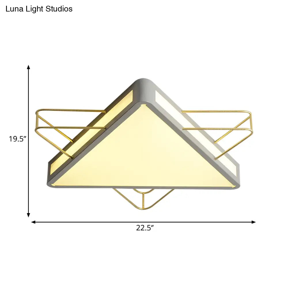 Nordic Metal Black/Grey Flush Mount Light With Acrylic Diffuser – Star/Triangle Design