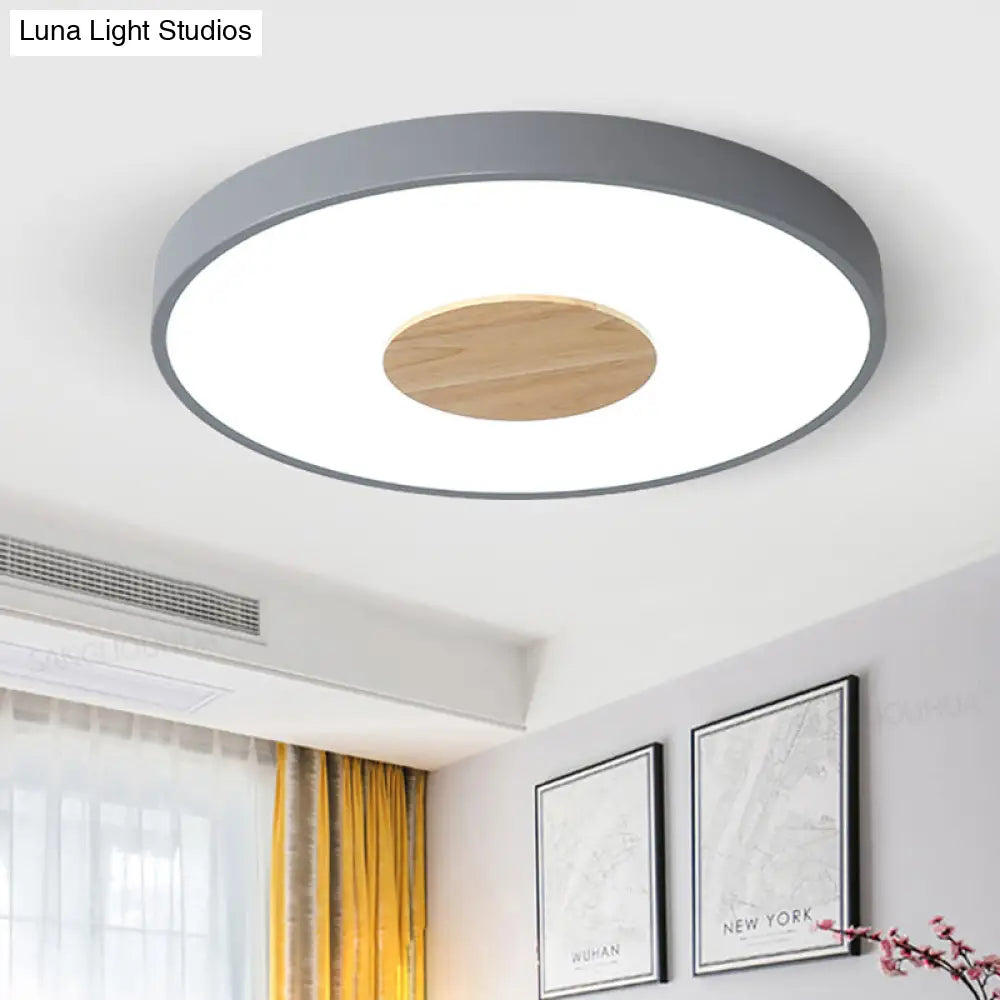 Nordic Metal Led Ceiling Light - Circular Flush Mount With Acrylic Diffuser 12’/16’/19.5’