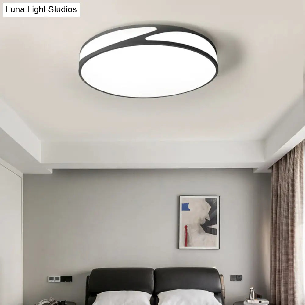 Nordic Monochrome Flush Mount Led Ceiling Light - Slim Panel Round Acrylic 18/21.5 Inch Wide