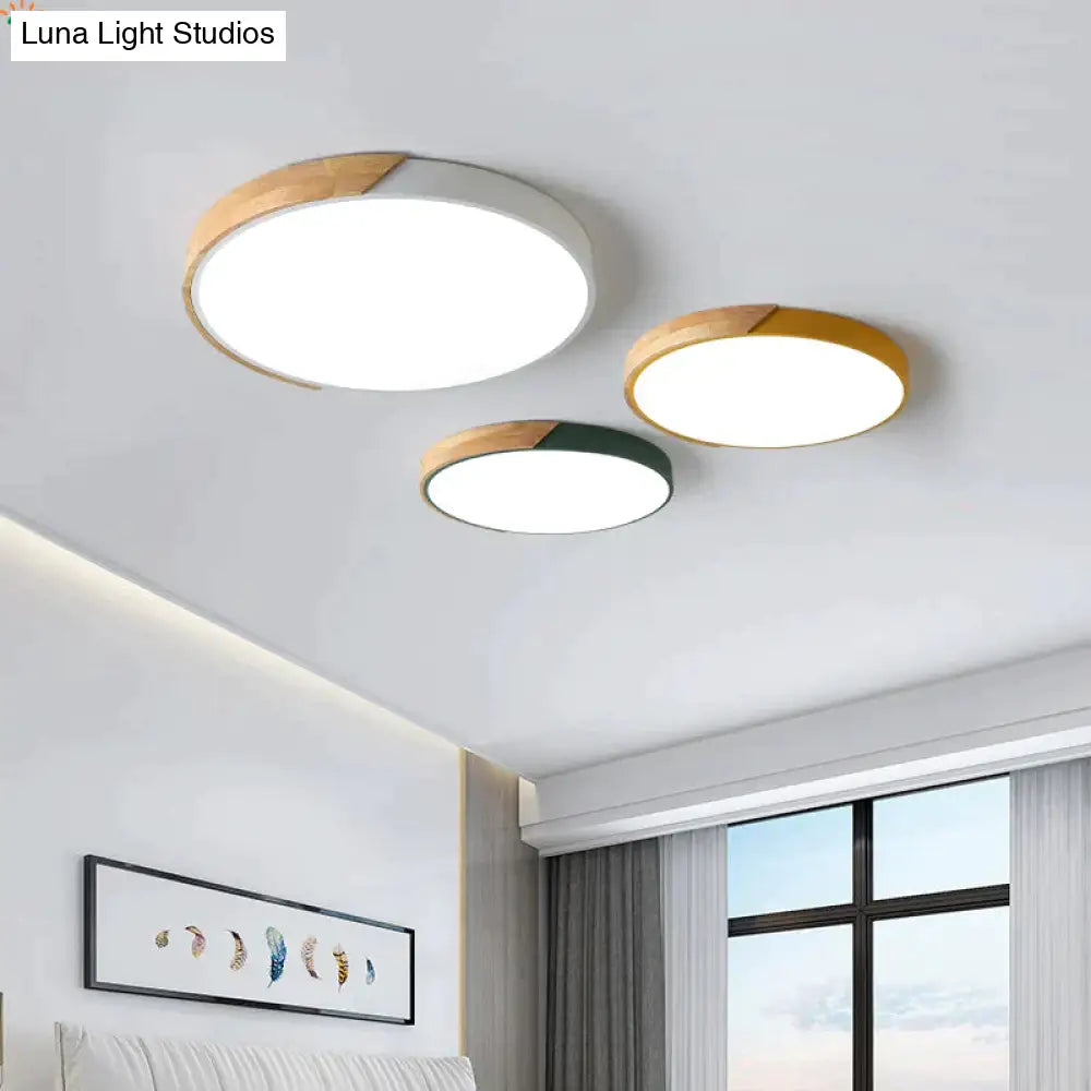Nordic Oak App Dimmable Led Ceiling Lights Living Room Round Multicolor Alloy Lamp Bedroom Light
