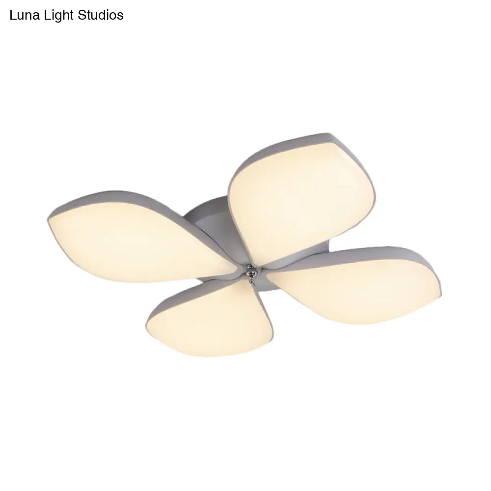 Nordic Petal Acrylic Flush Mount Light Fixture For Bedroom Ceiling - 3/4/5 Heads White