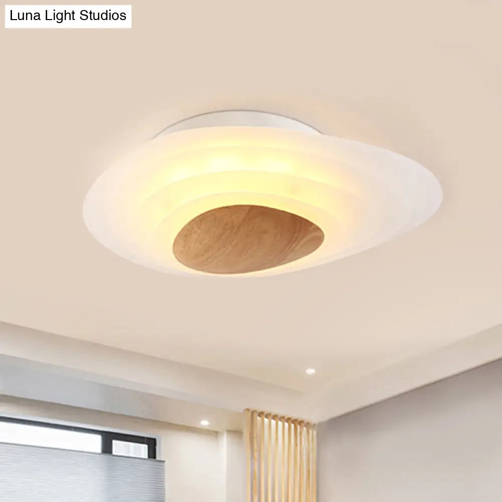 Nordic Planet Flush Mount Acrylic White Led Ceiling Fixture For Bedroom In Warm/White 18’/23.5’ Wide