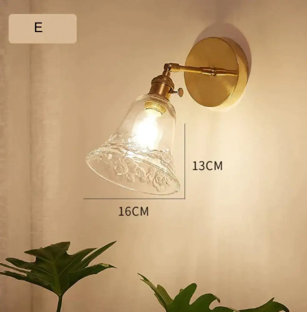 Nordic Retro Livingroom Bedroom Bedside Full Copper Wall Lamp E / No light bulb Copper Wall Lamps