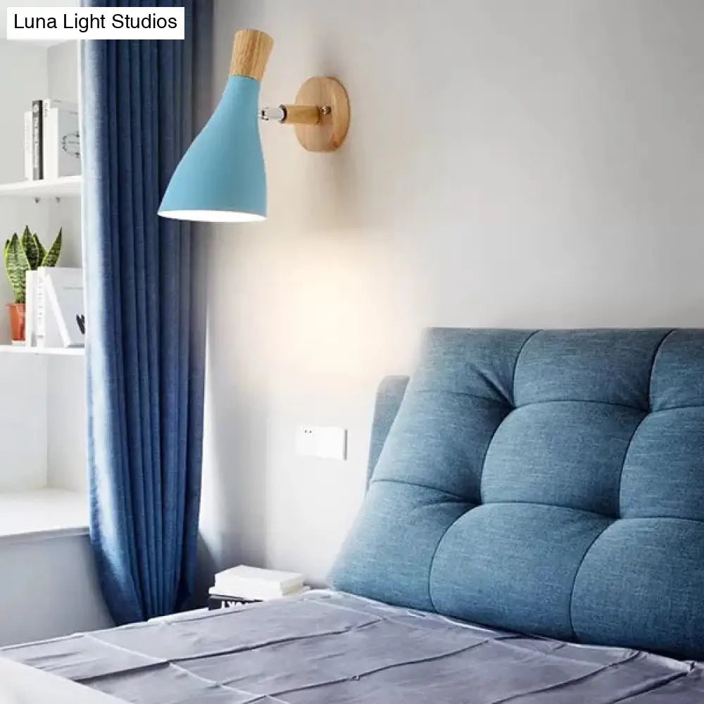 Nordic Rotatable Bottle Wall Sconce - 1 Head Metal Lamp For Kids Bedroom