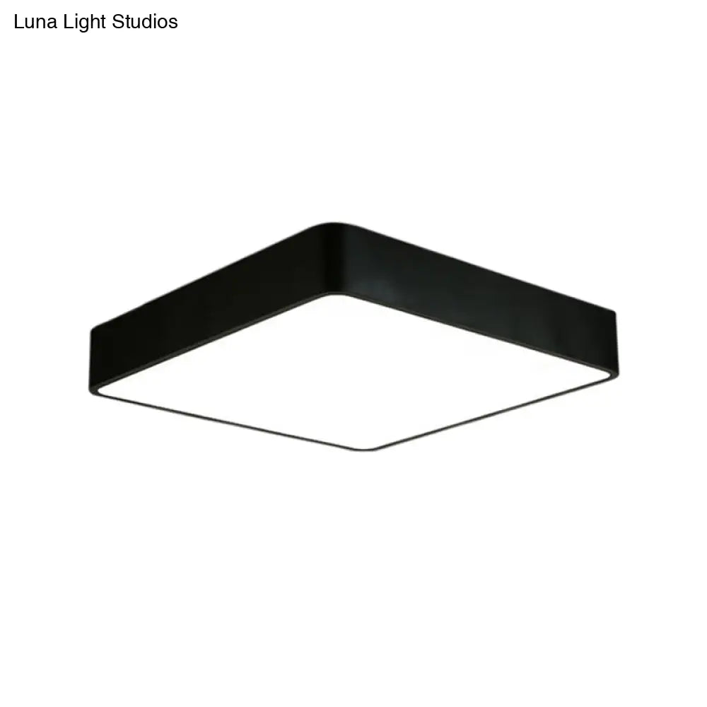 Nordic Square Flush Mount Lamp: Acrylic Led Ceiling Light For Office (Black/White