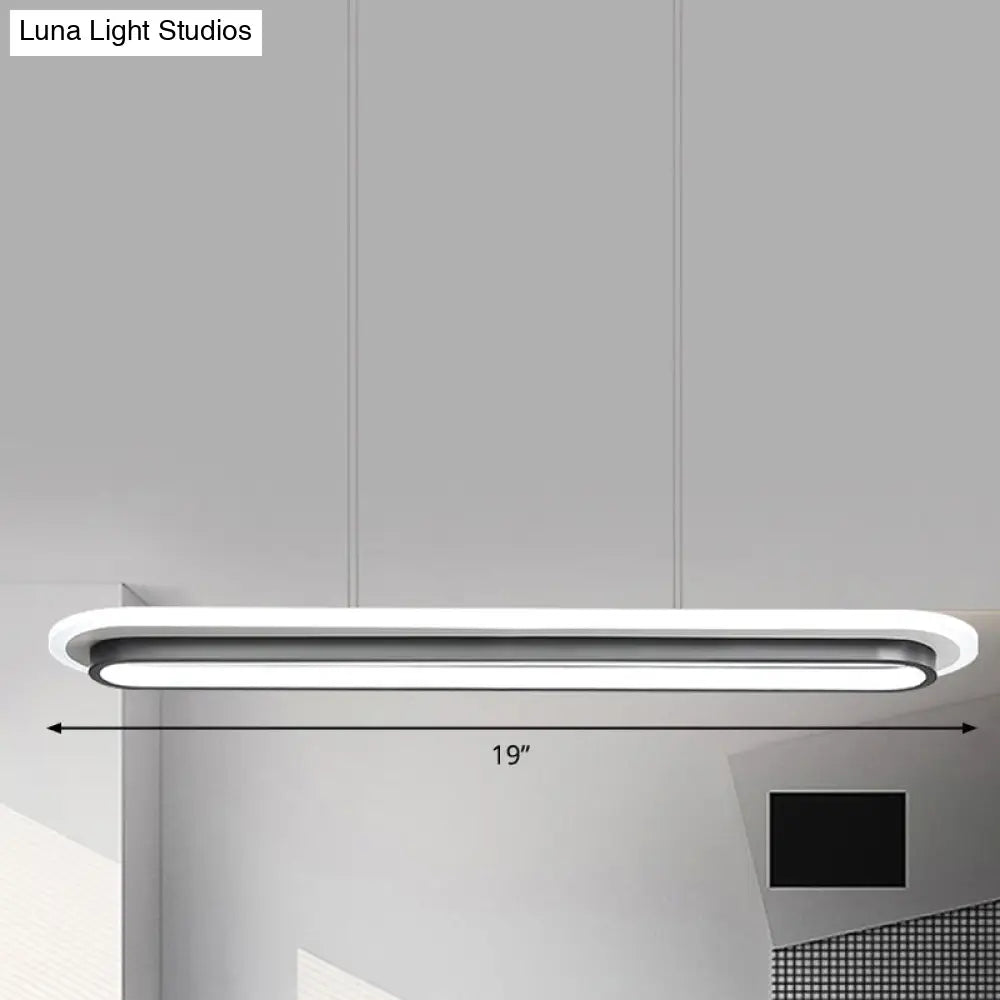 Nordic Style Black & White Elliptical Island Led Suspension Lamp - Modern Acrylic Lighting For Table