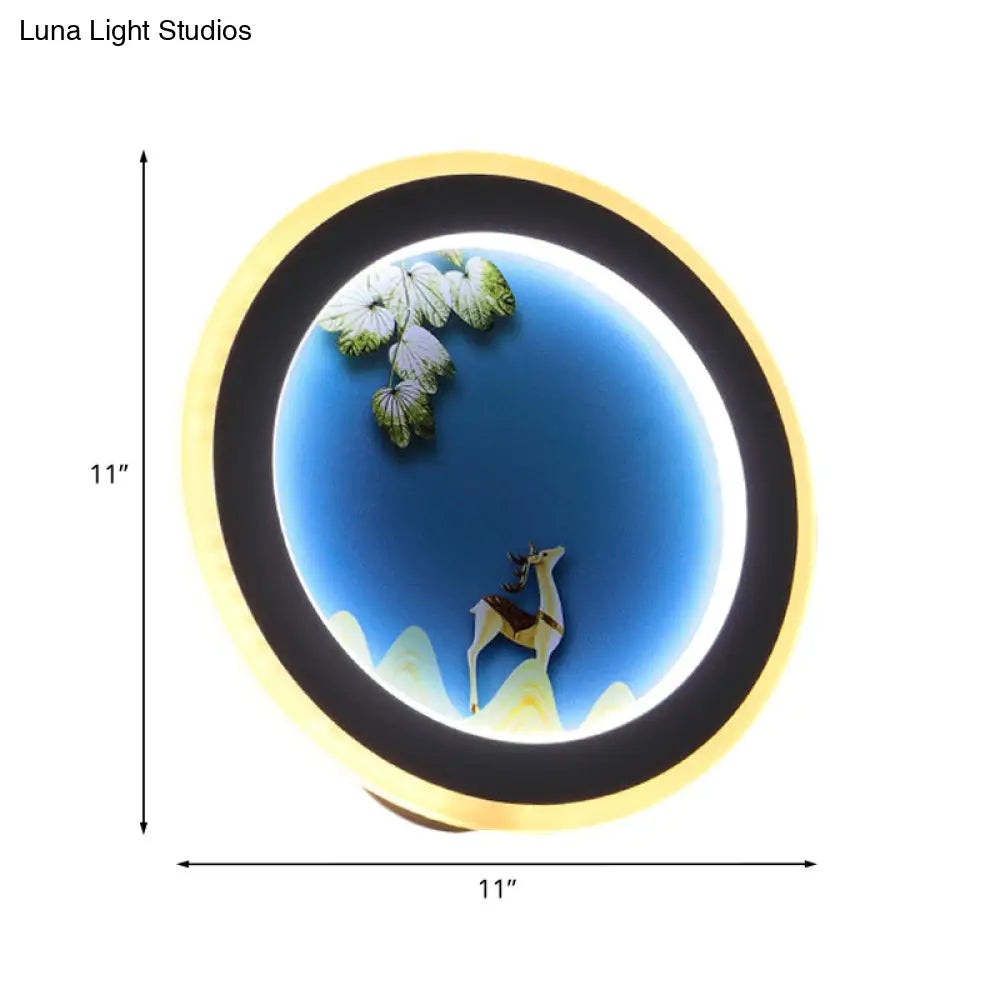 Nordic Style Elk Deer Wall Mounted Led Light In Blue/Yellow Acrylic Design