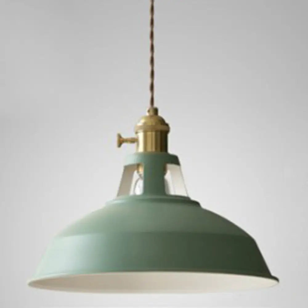 Nordic Style Hanging Lamp With Metal Shade And Colorful Macaron Finish For Kitchen Barn Green