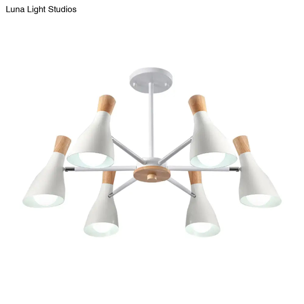 Nordic Style Metal Chandelier With 6 Lights For Girls Bedroom Or Cloth Shop