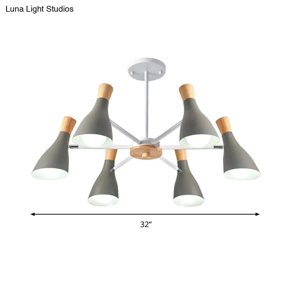 Nordic Style Metal Chandelier With 6 Lights For Girls Bedroom Or Cloth Shop