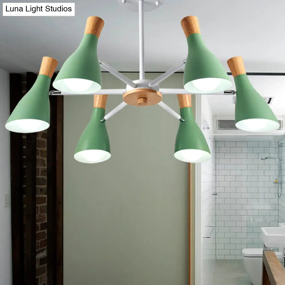 Nordic Style Metal Chandelier With 6 Lights For Girls Bedroom Or Cloth Shop