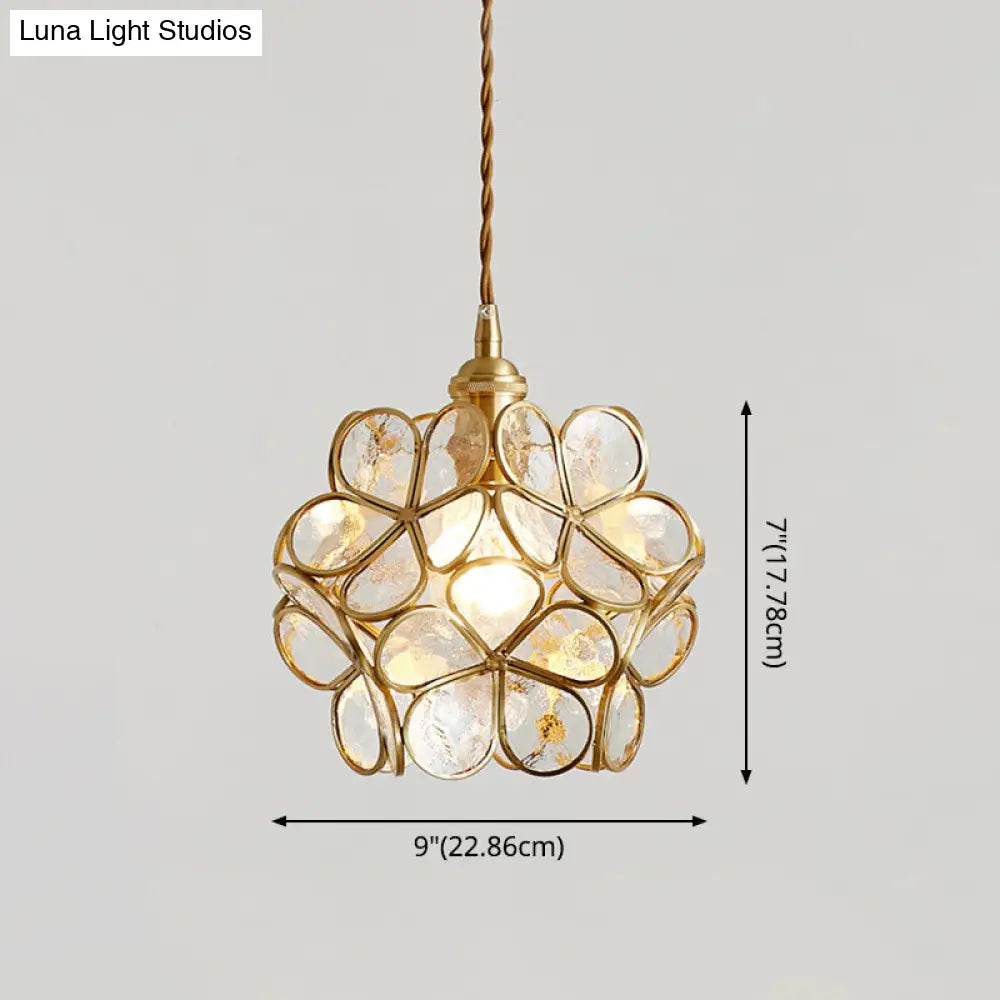 Nordic Style Metallic Pendant Ceiling Light - 1 Flower Hanging Down Lighting For Restaurants