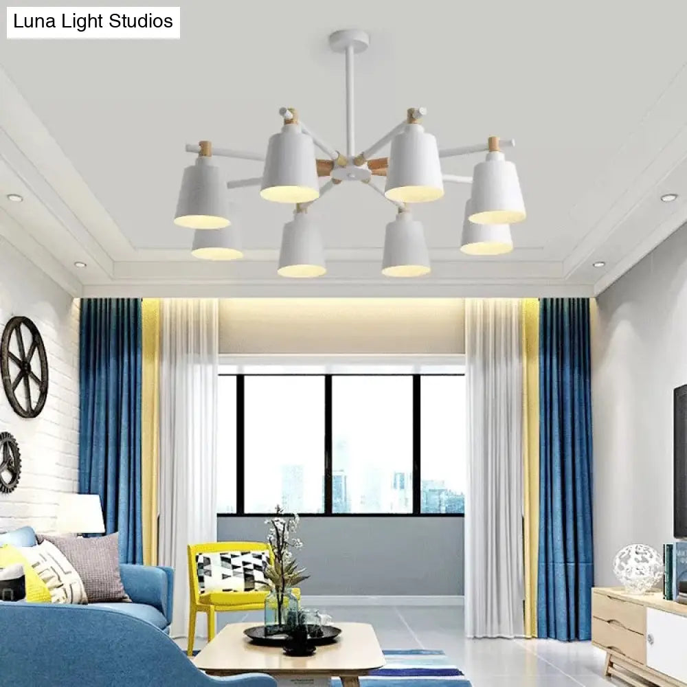 Nordic Style Multi-Head Chandelier For Game Room - Bucket Design With Metal Suspension Light