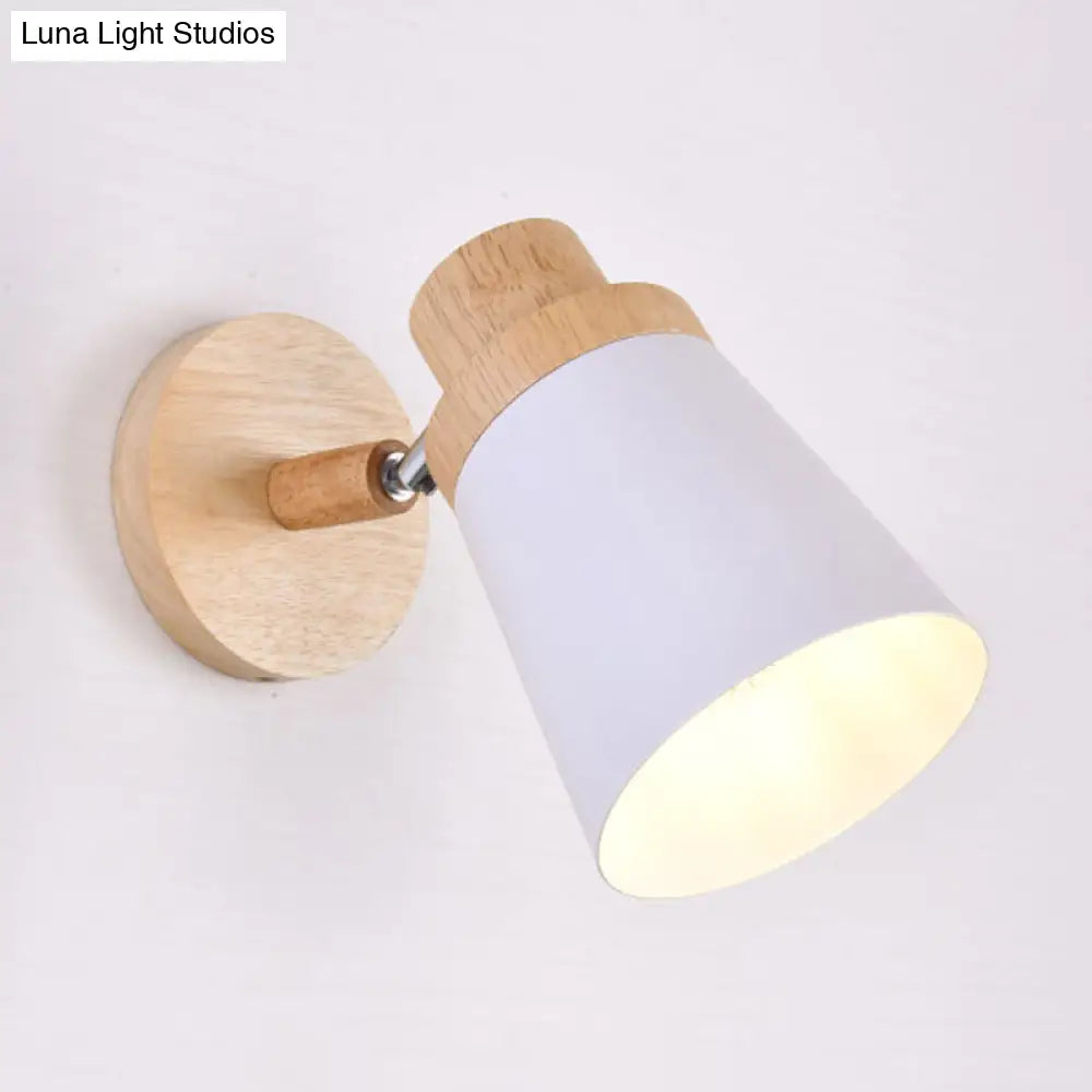 Nordic Style Rotatable Wall Lamp For Baby Room With Coolie Shade And Metal Base