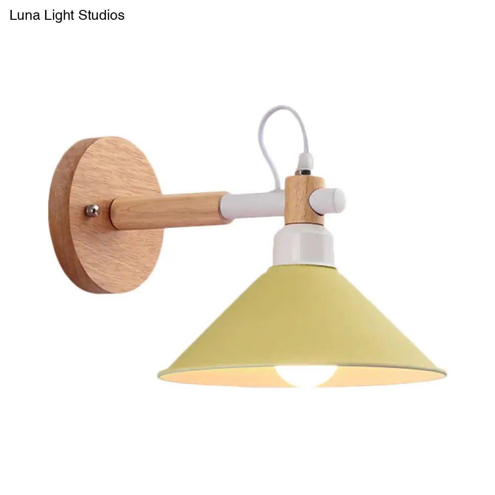 Nordic Style Single Head Metal Funnel Wall Sconce Light For Restaurant & Bedroom