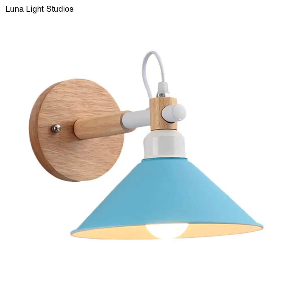 Nordic Style Single Head Metal Funnel Wall Sconce Light For Restaurant & Bedroom