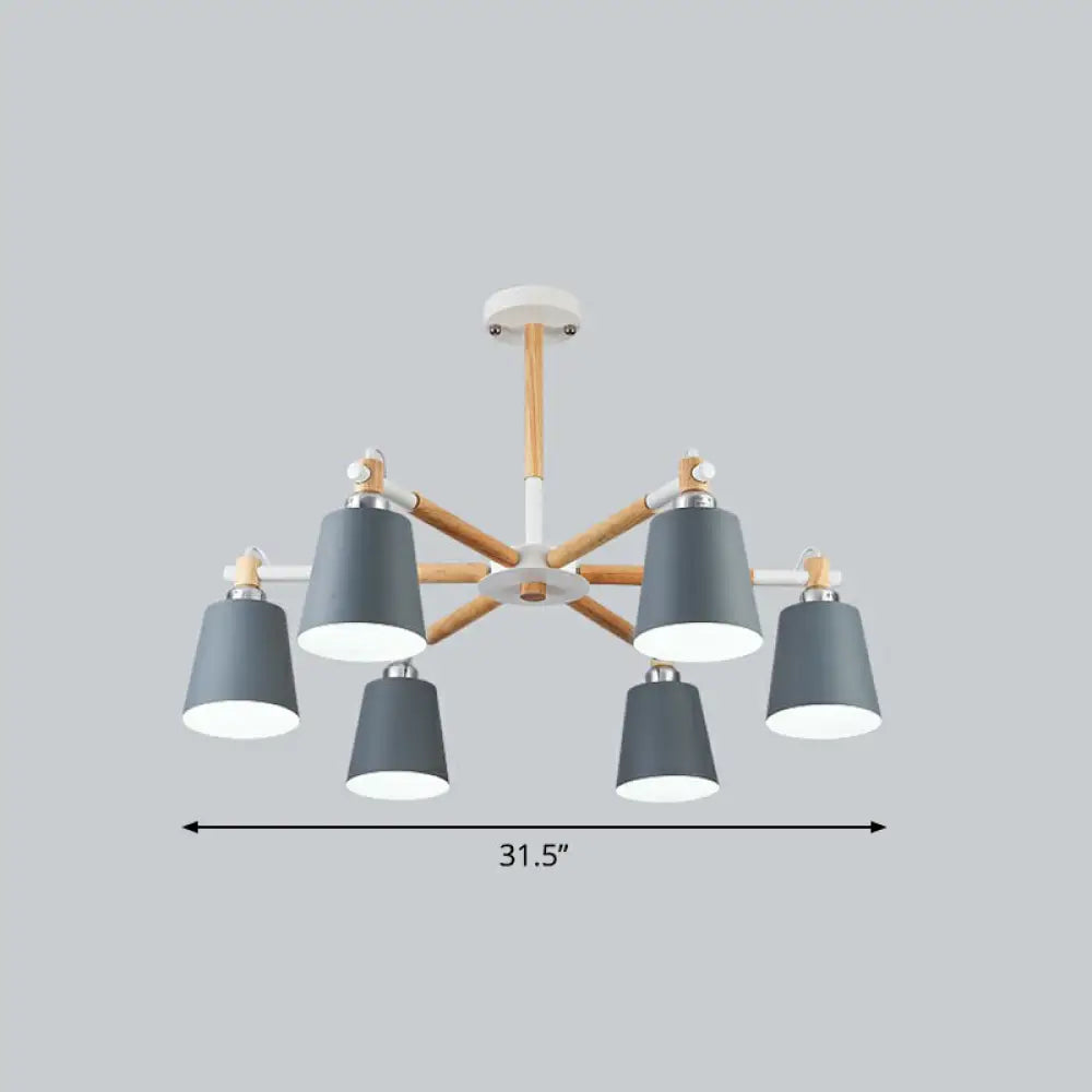 Nordic Style Swivel Chandelier Light - Metal Pendant Fixture For Living Room 6 / Grey