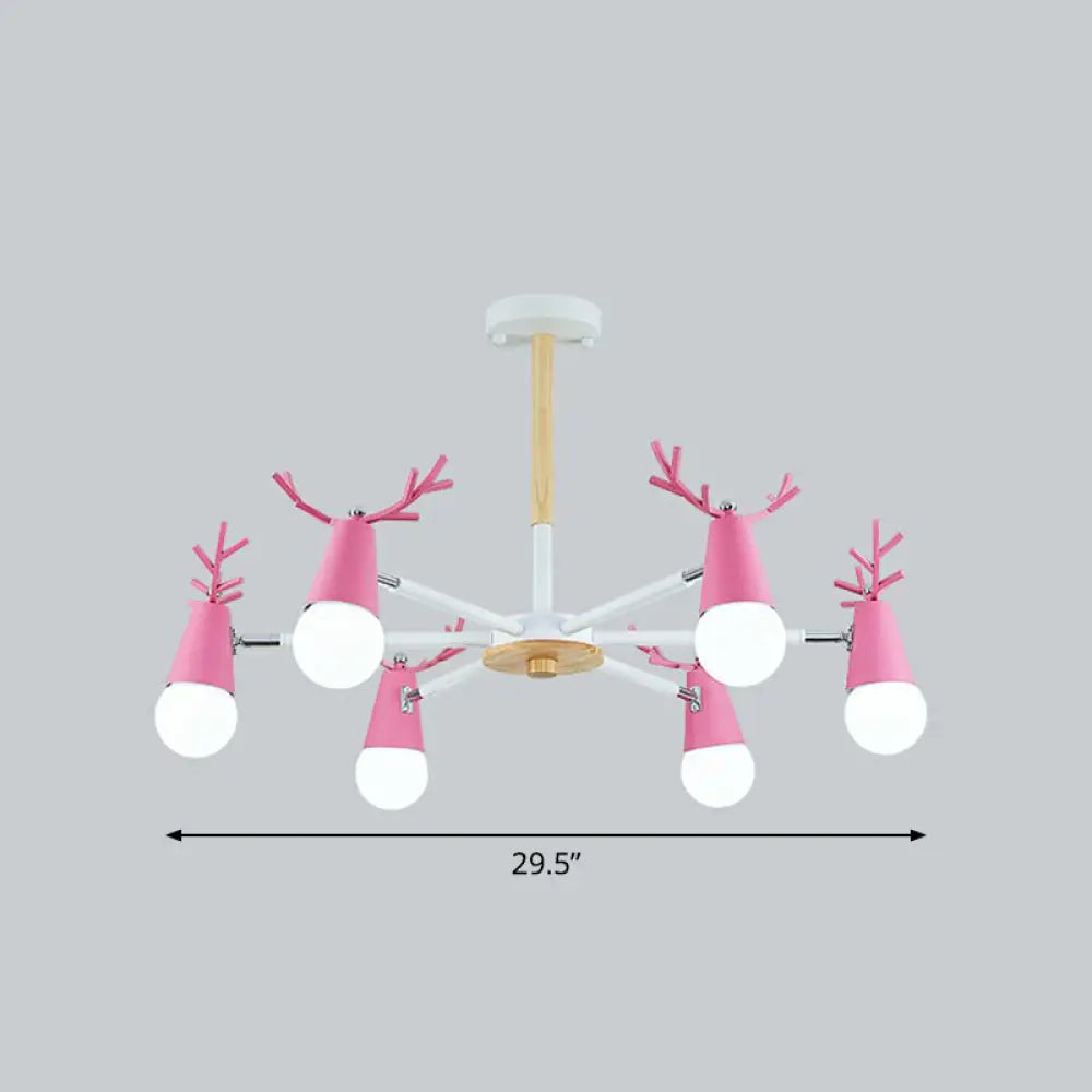 Nordic Style Swivel Chandelier Light - Metal Pendant Fixture For Living Room 6 / Pink