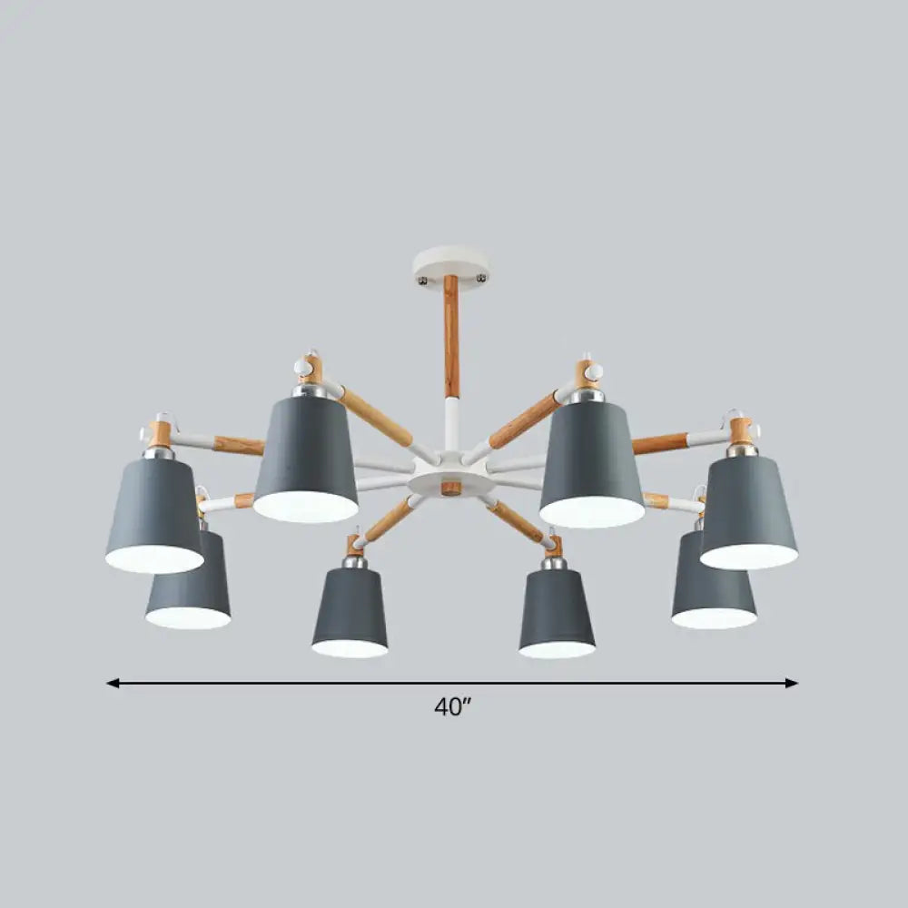 Nordic Style Swivel Chandelier Light - Metal Pendant Fixture For Living Room 8 / Grey