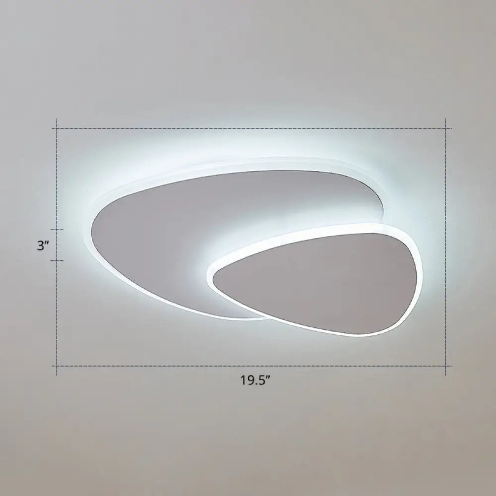 Nordic Style Triangular Led Ceiling Light With Metal Flush Fixture For Bedrooms White / 19.5’