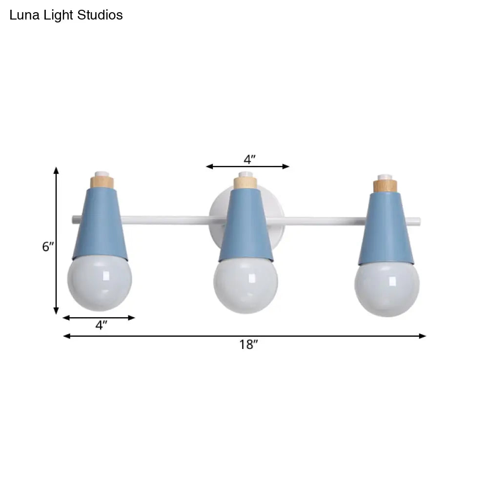 Nordic Stylish Metal Wall Light With 3-Bulb Sweet Cone Design For Study Room And Hallway