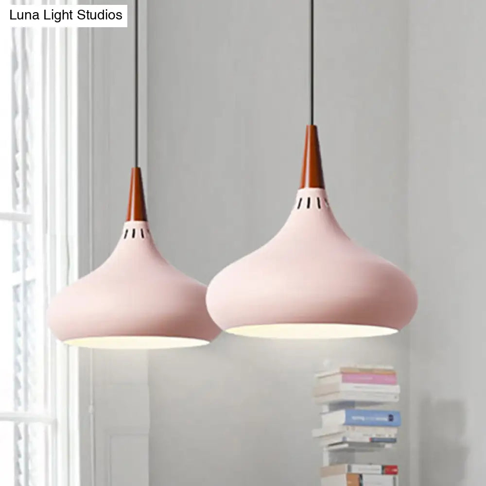 Nordic Teardrop Pendant Lighting - 8’/11’/12’W Metal 1 Light Black/White/Pink
