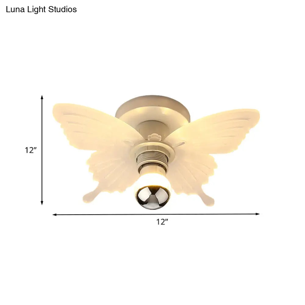 Nordic White Butterfly Led Flush Mount Lamp With Acrylic Shade – Corridor Lighting Fixture