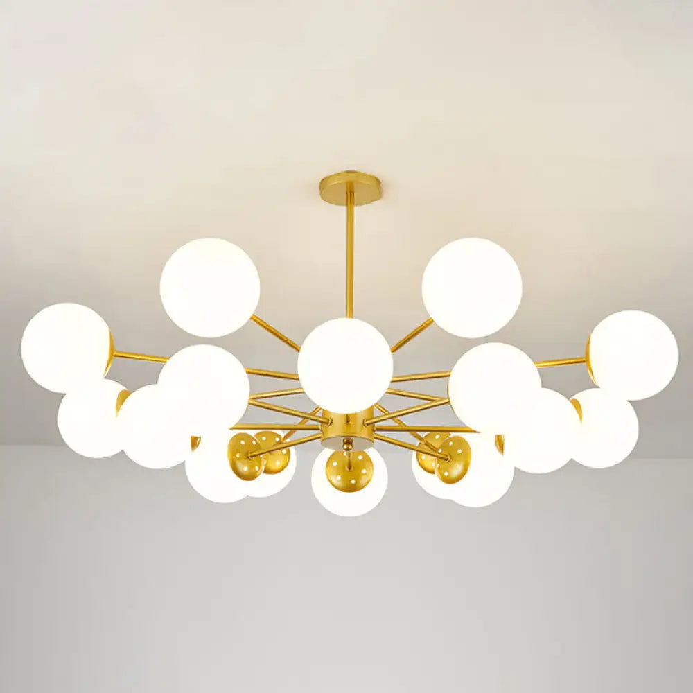 Opal Glass Living Room Ceiling Chandelier: Modern Minimalistic Suspension Lamp 16 / Gold