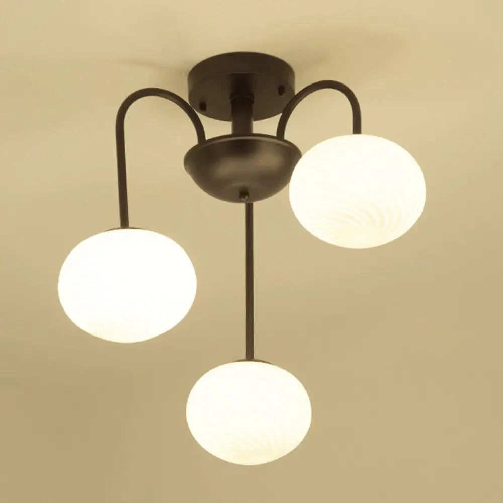 Opal Glass Nordic Led Flush Mount Ceiling Light For Dining Room 3 / Black