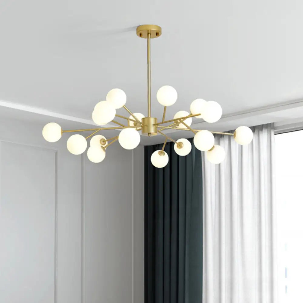 Opal Glass Sphere Gold Chandelier Pendant Light for Modern Living Rooms 18 / Gold