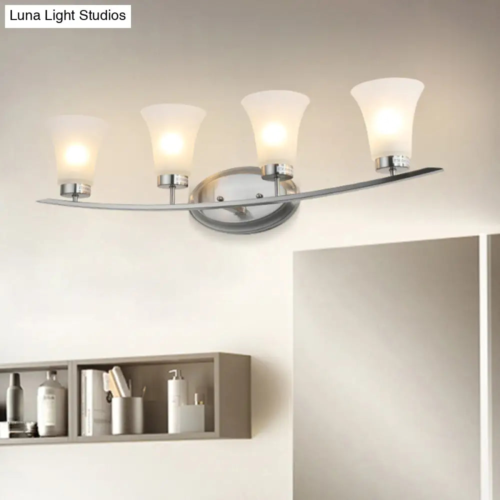 Opal White Glass Wall Sconces - 4 American Simplicity Lights For Bathroom Vanity