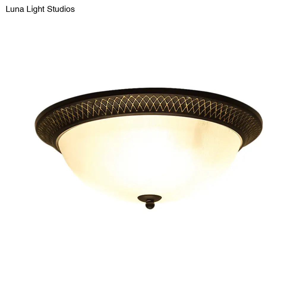 Opaline Glass Brass Flush Mount Led Ceiling Light For Hallway - Classic & Stylish 12.5’/15’ W