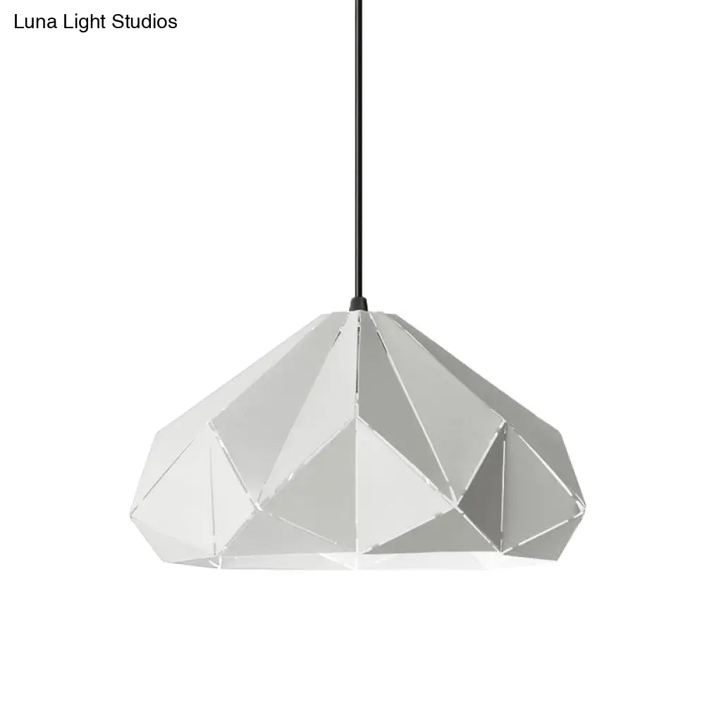 Origami Metal Hanging Pendant Light - Contemporary 1-Light Ceiling In Blue/Pink/Yellow