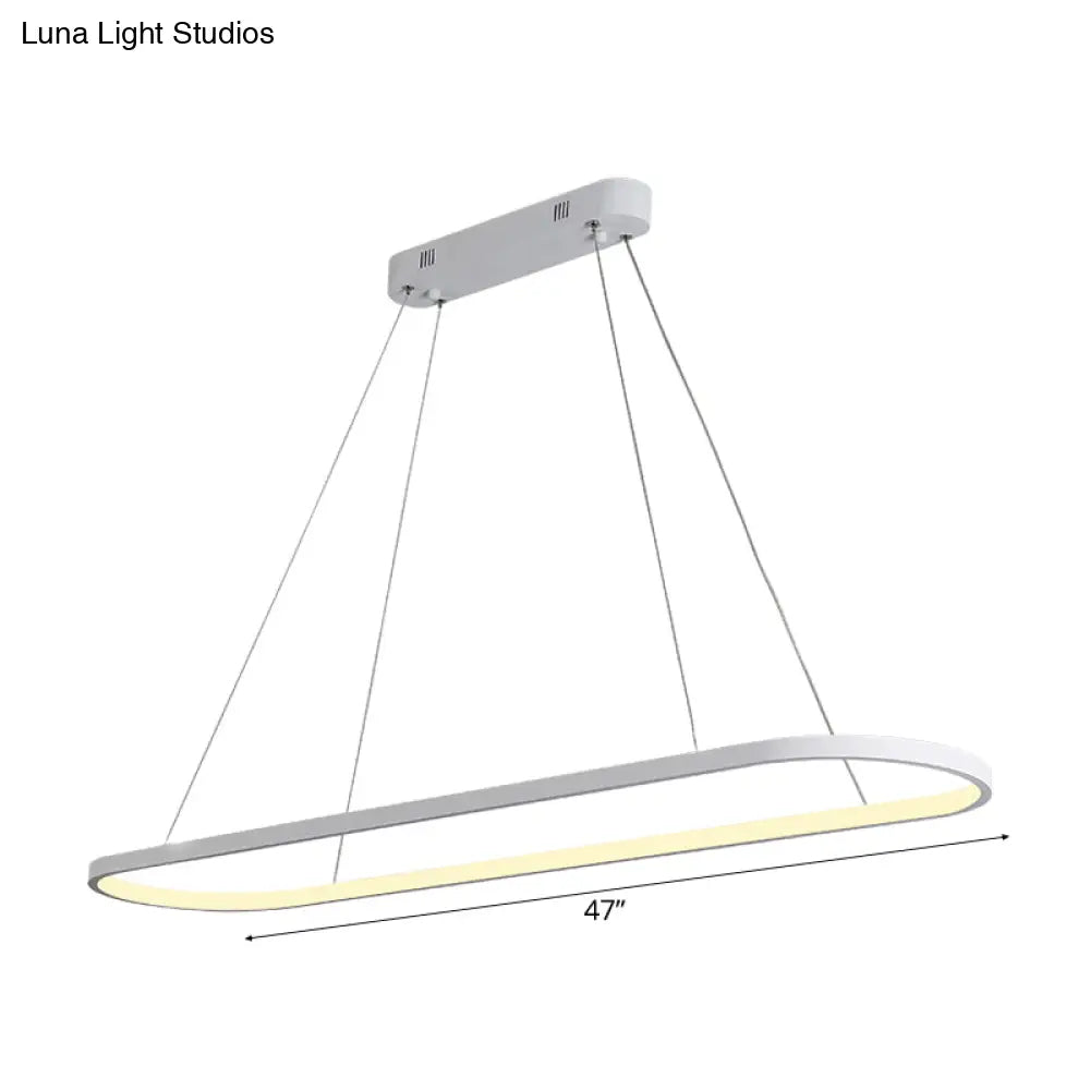 Oval Acrylic Drop Pendant Light - Led Black/White Hanging Ceiling Table Lamp With Dimmable Remote