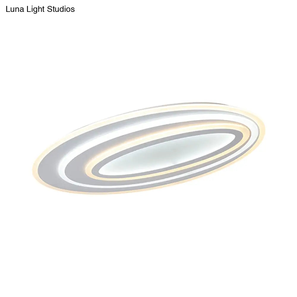 Oval Acrylic Led Flushmount Light - 19.5’/23.5’/31.5’ Wide Bedroom Ceiling Lamp In Warm/White