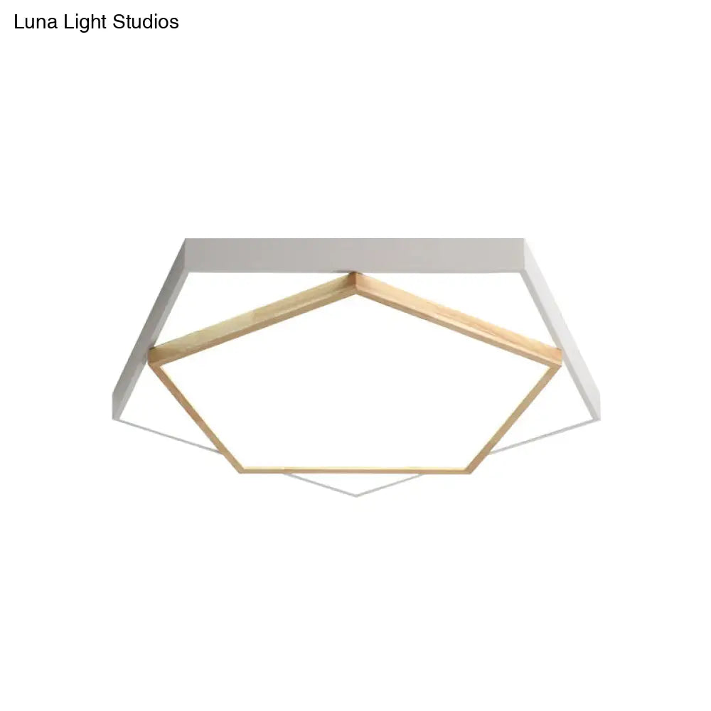 Pentagon Led Flush Mount Lamp In Acrylic Grey/White - 3 Color Options And Sizes Available