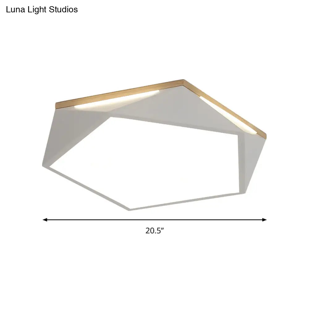 Pentagon Led Flush Mount Lamp In Acrylic White/Blue/Green - 12.5’/16.5’/20.5’ Wide